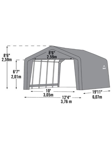 Garažai CarPort 3,7x6,1 m