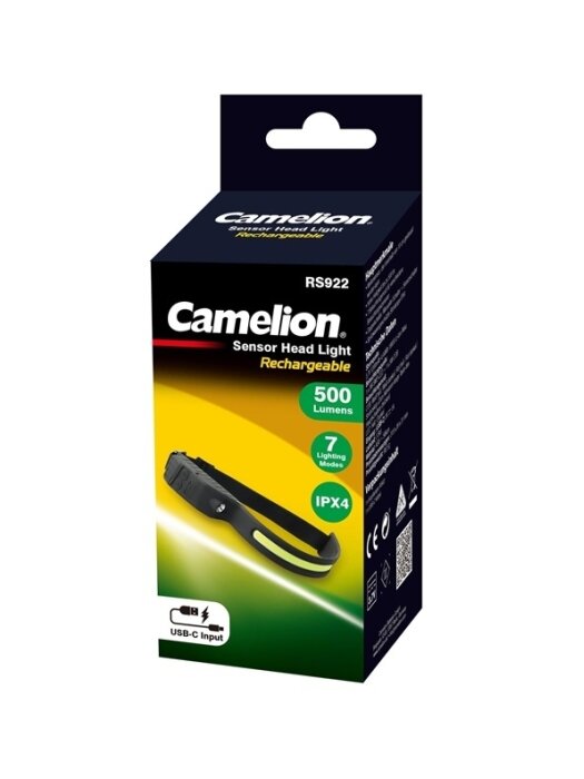 Galvos žibintuvėlis Camelion 5+3W LED, su sensoriumi, 500lm
