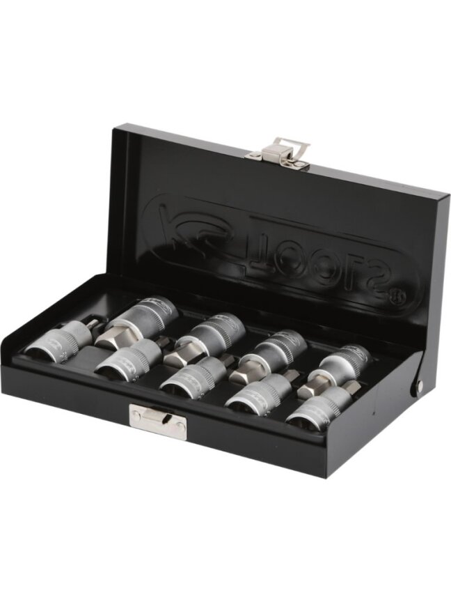 Galvučių su šešiakampiais antgaliais komplektas 1/2", HEX 4-, KS Tools 1
