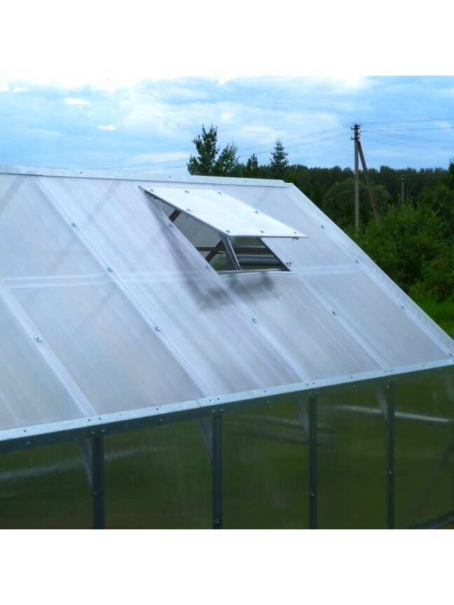 Gaspadinė - Namelio formos Lietuviškas šiltnamis, ilgis 4m, danga 4mm 4