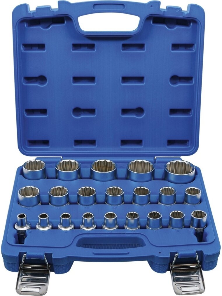 Galvučių rinkinys 12vnt. (1/2", 6-kamės, 10,11,12,13,14,15,16,17,18,19,21,22mm)(plate) AVTODELO 398 (39854, BALTWERK)