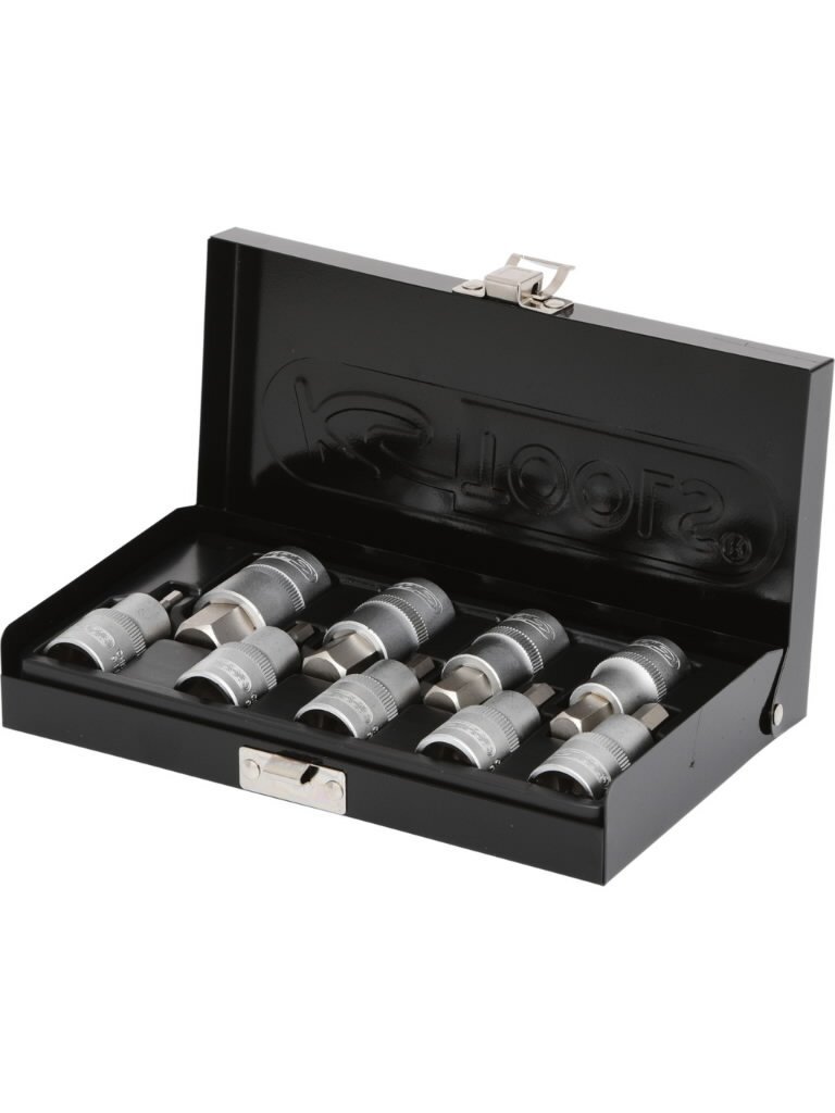 Galvučių su šešiakampiais antgaliais komplektas 1/2", HEX 4-, KS Tools