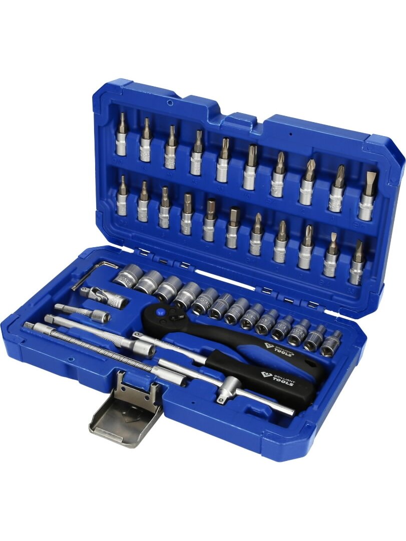 Galvučių komplektas 1/4", 46 vnt., Brilliant Tools 1