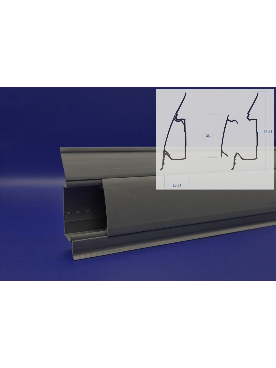 Grindjuostė PVC Lemal | tamsiai pilka 2,5 m x 64 mm
