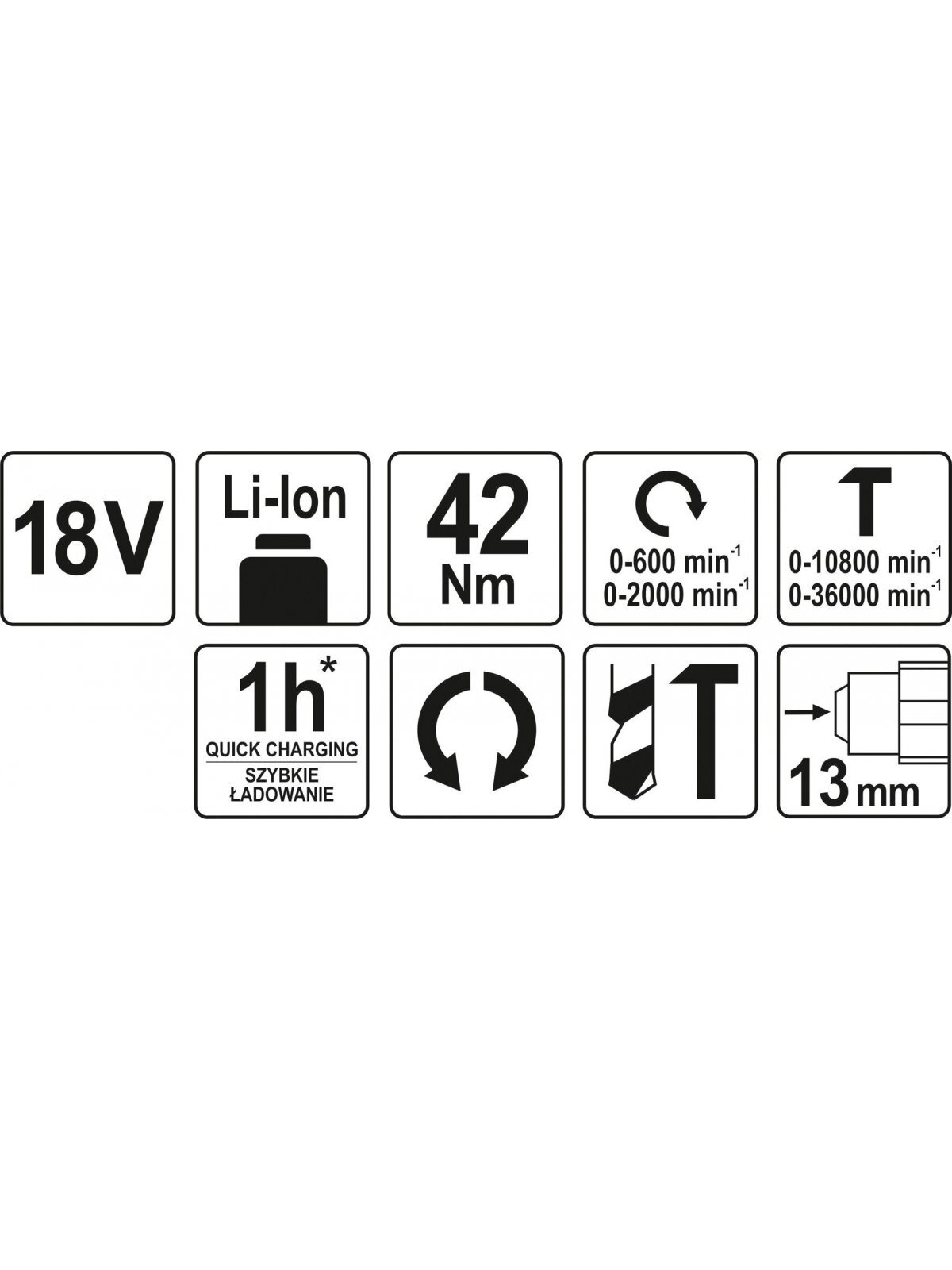 Gręžtuvas akumuliatorinis, smūginis, bešepetėlinis 18V Li-ion (be akumuliatoriaus) Yato | Ø 1-13mm, 42Nm 4 Gręžtuvas akumuliatorinis, smūginis, bešepetėlinis 18V Li-ion (be akumuliatoriaus) Yato | Ø 1-13mm, 42Nm 4