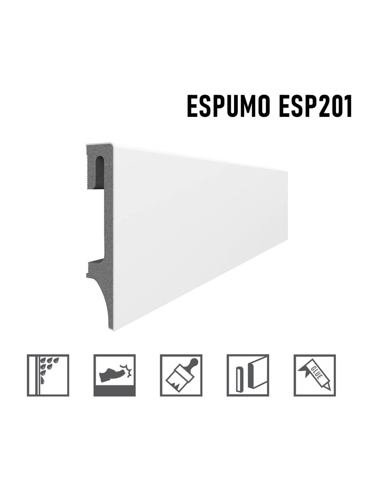 Grindjuostė ESPUMO (ESP201) balta | 80mm, 2.4m