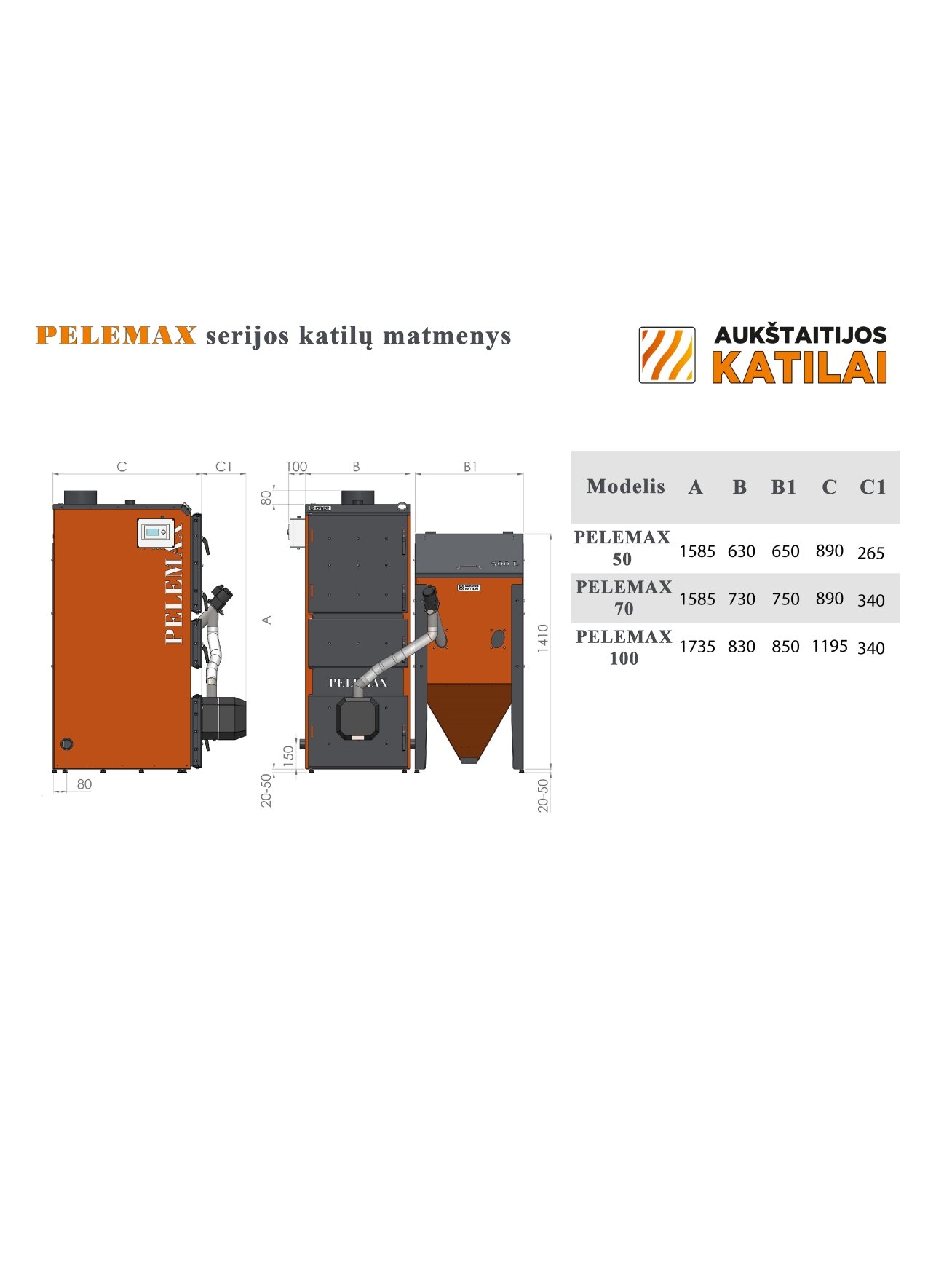 Granulinis katilas Pelemax 50 kW, komplekte su rotaciniu 50 kW degikliu, 500 l bunkeriu 3 Granulinis katilas Pelemax 50 kW, komplekte su rotaciniu 50 kW degikliu, 500 l bunkeriu 3
