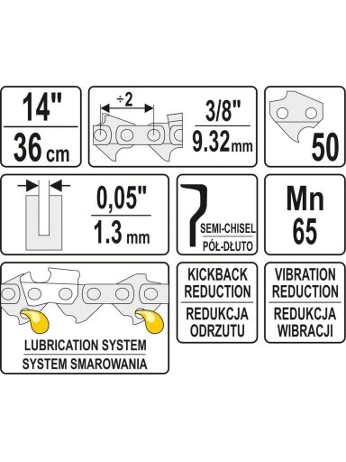 Grandinė pjūklui 14" 3/8" 0.05" 50 narelių Yato | tinka YT-84930