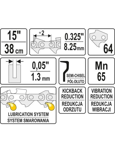 Grandinė pjūklui 15" .325" 0.05" 64 nareliai Yato | tinka YT-84905, YT-84933