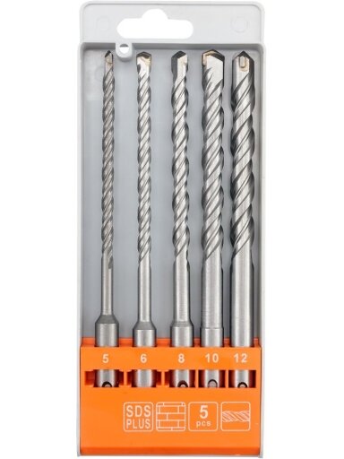 Gražtų rinkinys betonui SDS+, 5vnt. Sthor | skersmuo: 5, 6, 8, 10, 12 mm