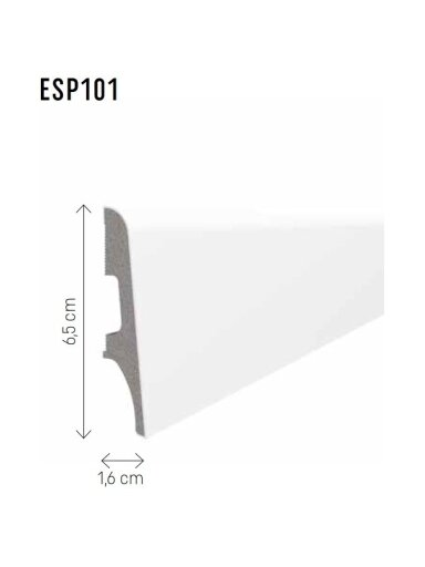 Grindjuostė ESPUMO (ESP101) balta | 65mm, 2.4m Grindjuostė ESPUMO (ESP101) balta | 65mm, 2.4m