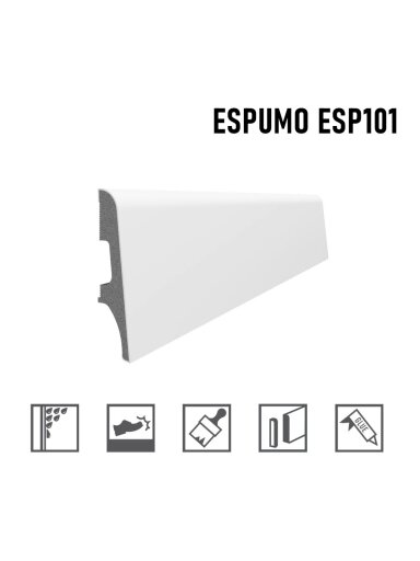 Grindjuostė ESPUMO (ESP101) balta | 65mm, 2.4m Grindjuostė ESPUMO (ESP101) balta | 65mm, 2.4m