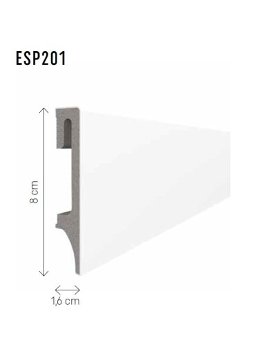 Grindjuostė ESPUMO (ESP201) balta | 80mm, 2.4m Grindjuostė ESPUMO (ESP201) balta | 80mm, 2.4m