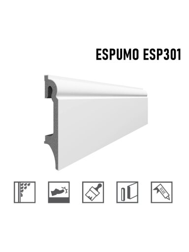 Grindjuostė ESPUMO (ESP301) balta | 80mm, 2.4m Grindjuostė ESPUMO (ESP301) balta | 80mm, 2.4m