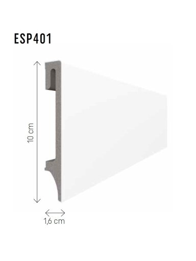 Grindjuostė ESPUMO (ESP401) balta | 100mm, 2.4m Grindjuostė ESPUMO (ESP401) balta | 100mm, 2.4m