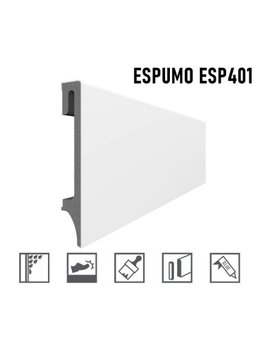 Grindjuostė ESPUMO (ESP401) balta | 100mm, 2.4m Grindjuostė ESPUMO (ESP401) balta | 100mm, 2.4m