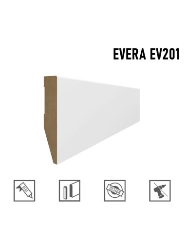 Grindjuostė MDF EVERA (EV201) balta | 80mm, 2.4m Grindjuostė MDF EVERA (EV201) balta | 80mm, 2.4m