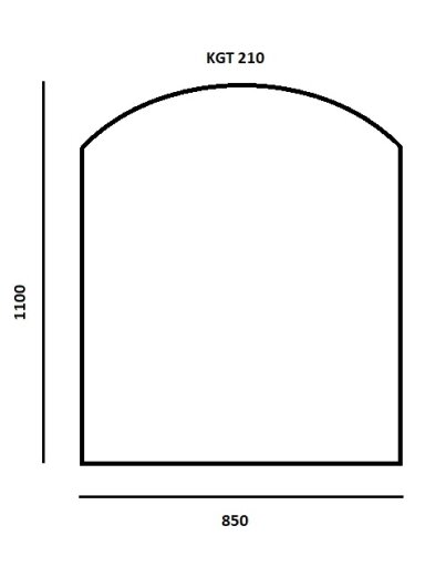 Grūdintas stiklas po židiniu ar krosnele 6mm, arkinis šlifuotais kraštais 850x1100
