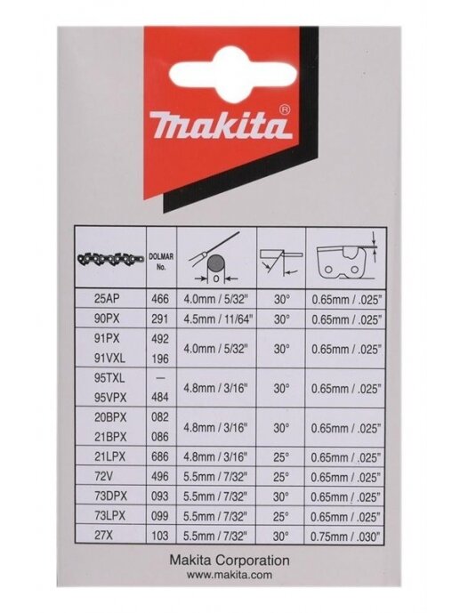 Grandininių pjūklų grandinė MAKITA 191H11-5, 1,3 mm, 3/8",52 2 Grandininių pjūklų grandinė MAKITA 191H11-5, 1,3 mm, 3/8",52 2