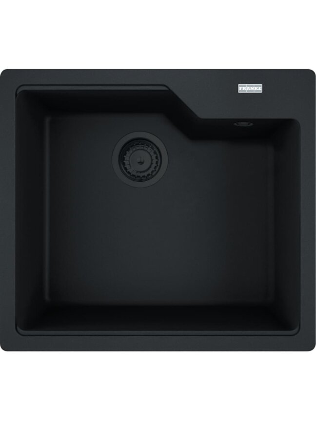 Granitinė plautuvė Franke Urban, UBG 610-56, juoda matinė, juodas ventilis