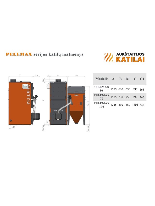 Granulinis katilas Pelemax 50 kW, komplekte su rotaciniu 50 kW degikliu, 500 l bunkeriu 3 Granulinis katilas Pelemax 50 kW, komplekte su rotaciniu 50 kW degikliu, 500 l bunkeriu 3