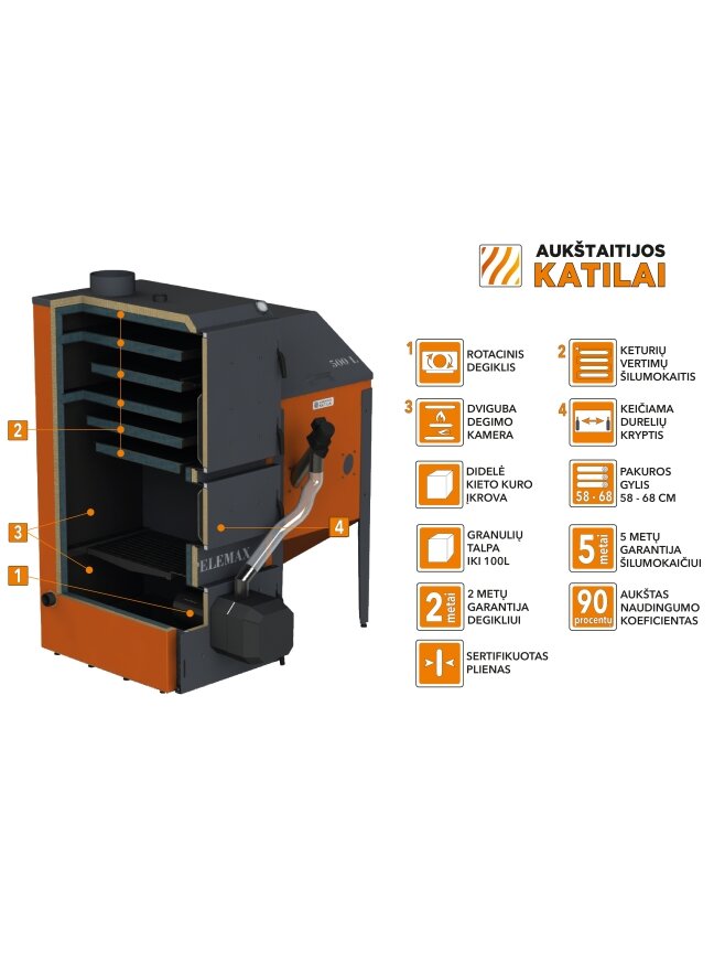 Granulinis katilas Pelemax 50 kW, komplekte su rotaciniu 50 kW degikliu, 500 l bunkeriu Granulinis katilas Pelemax 50 kW, komplekte su rotaciniu 50 kW degikliu, 500 l bunkeriu