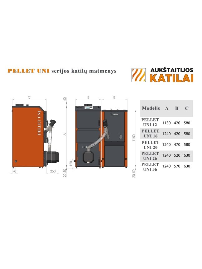 Granulinis katilas PELLET UNI 12 kW su rotac. 12 kW degikliu, sraigtu, 320 l met. bunkeriu 3 Granulinis katilas PELLET UNI 12 kW su rotac. 12 kW degikliu, sraigtu, 320 l met. bunkeriu 3