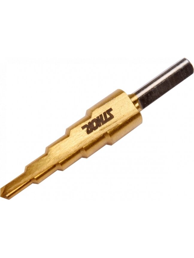Grąžtas metalui pakopinis HSS 4-12mm Sthor | 4; 6; 8; 10; 12mm