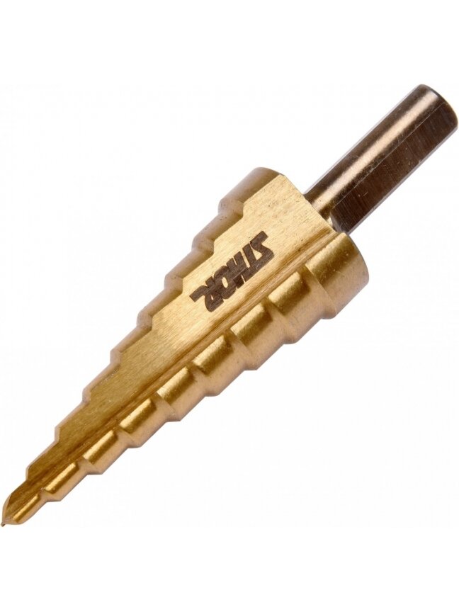 Grąžtas metalui pakopinis HSS 4-20mm Sthor | 4; 6; 8; 10; 12; 14; 16; 18; 20mm Grąžtas metalui pakopinis HSS 4-20mm Sthor | 4; 6; 8; 10; 12; 14; 16; 18; 20mm