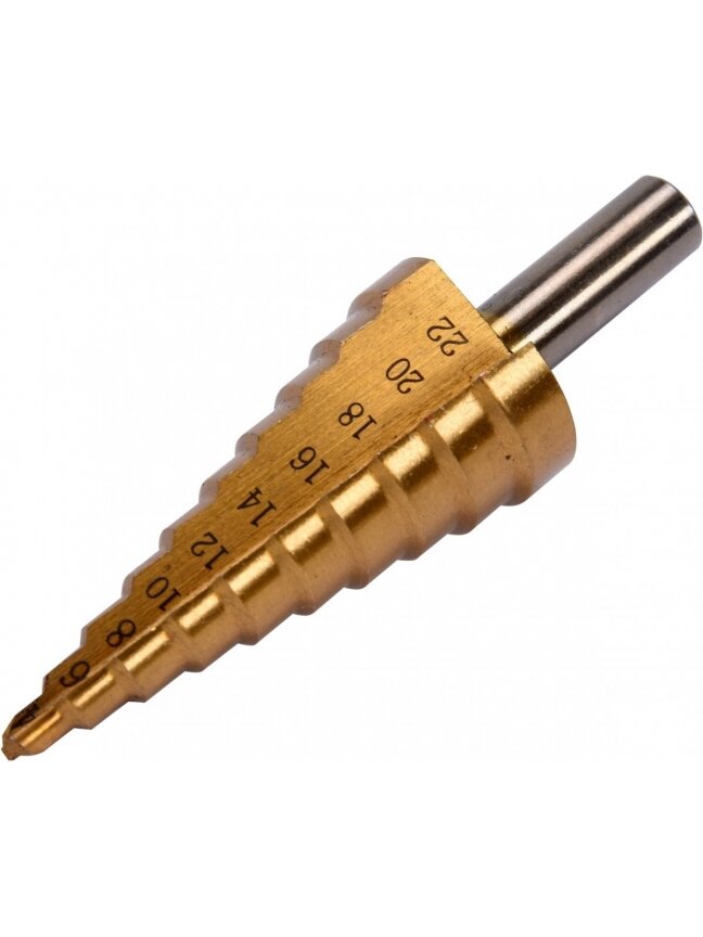 Grąžtas metalui pakopinis HSS 4-22mm Yato | 4; 6; 8; 10; 12; 14; 16; 18; 20; 22mm Grąžtas metalui pakopinis HSS 4-22mm Yato | 4; 6; 8; 10; 12; 14; 16; 18; 20; 22mm