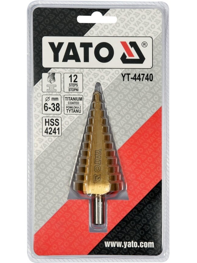 Grąžtas metalui pakopinis HSS 6-38mm Yato | 8; 11; 14; 17; 20; 23; 26; 29; 32; 35; 38mm 5 Grąžtas metalui pakopinis HSS 6-38mm Yato | 8; 11; 14; 17; 20; 23; 26; 29; 32; 35; 38mm 5