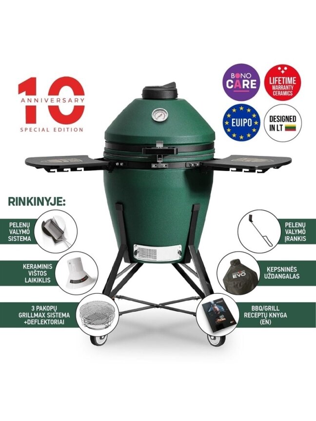 Grilis Kamado Bono ZALGIRIS EVO 22, žalia, 79 cm