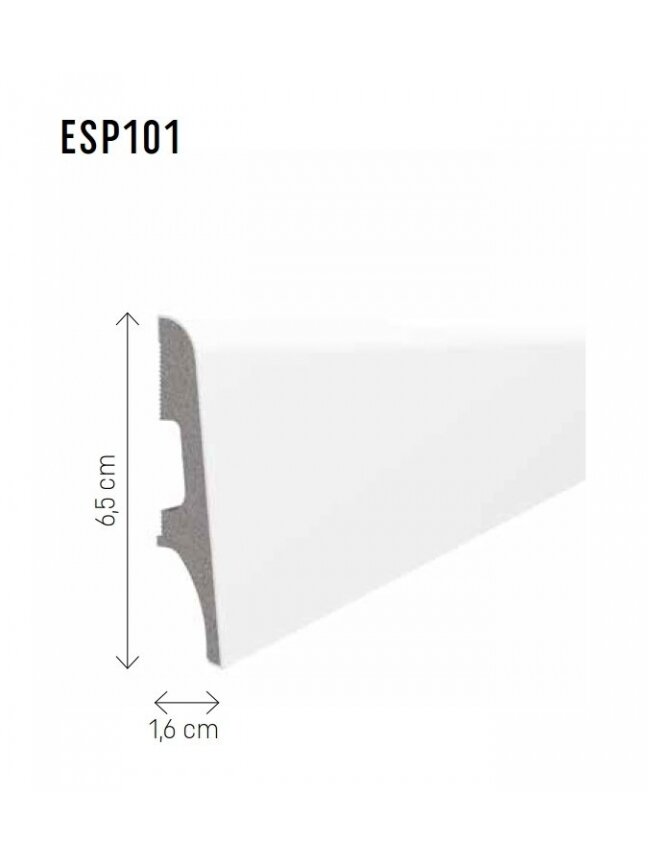 Grindjuostė ESPUMO (ESP101) balta | 65mm, 2.4m 1 Grindjuostė ESPUMO (ESP101) balta | 65mm, 2.4m 1