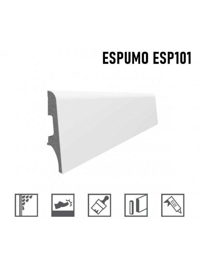 Grindjuostė ESPUMO (ESP101) balta | 65mm, 2.4m