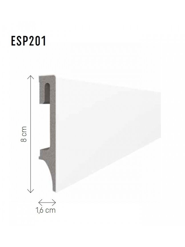 Grindjuostė ESPUMO (ESP201) balta | 80mm, 2.4m 1 Grindjuostė ESPUMO (ESP201) balta | 80mm, 2.4m 1