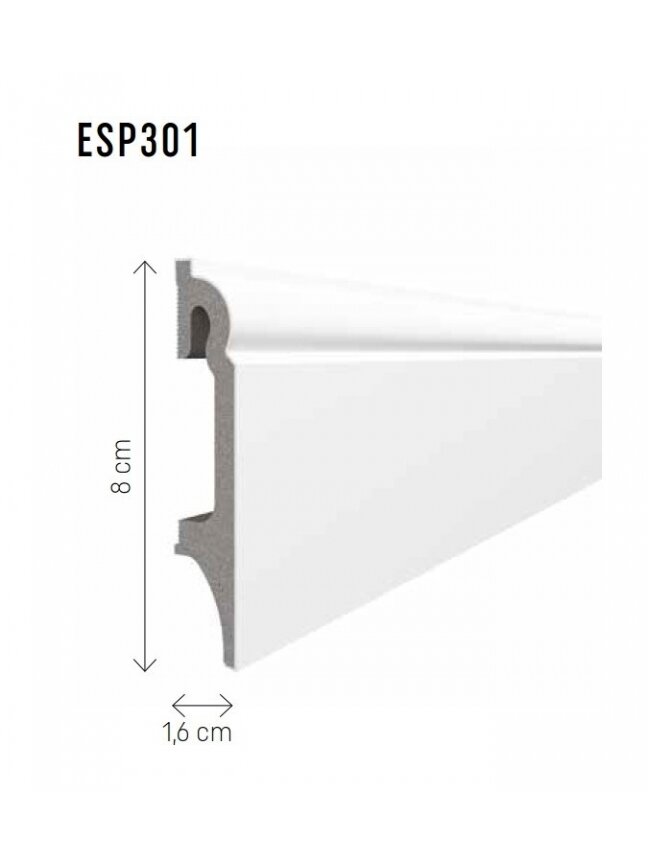Grindjuostė ESPUMO (ESP301) balta | 80mm, 2.4m 1 Grindjuostė ESPUMO (ESP301) balta | 80mm, 2.4m 1