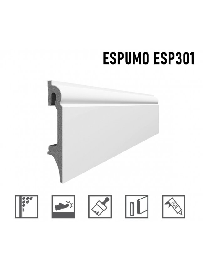 Grindjuostė ESPUMO (ESP301) balta | 80mm, 2.4m