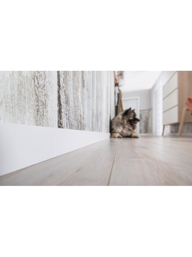 Grindjuostė MDF EVERA (EV301) balta | 100mm, 2.4m 5 Grindjuostė MDF EVERA (EV301) balta | 100mm, 2.4m 5