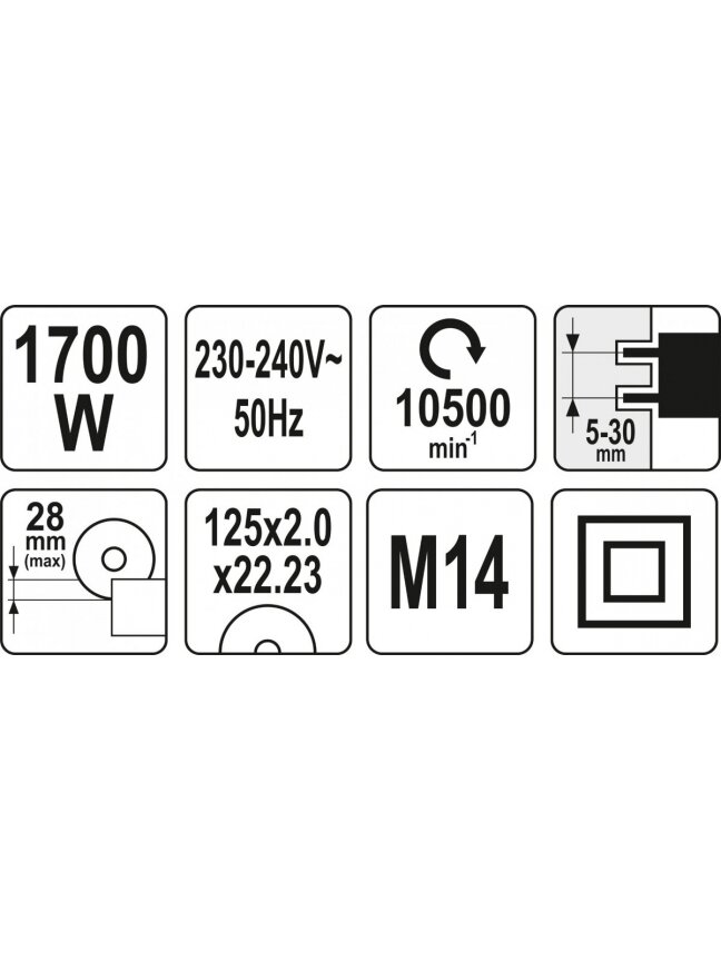 Griovelių darymo sienoje įrankis 125mm 1700W Yato 4