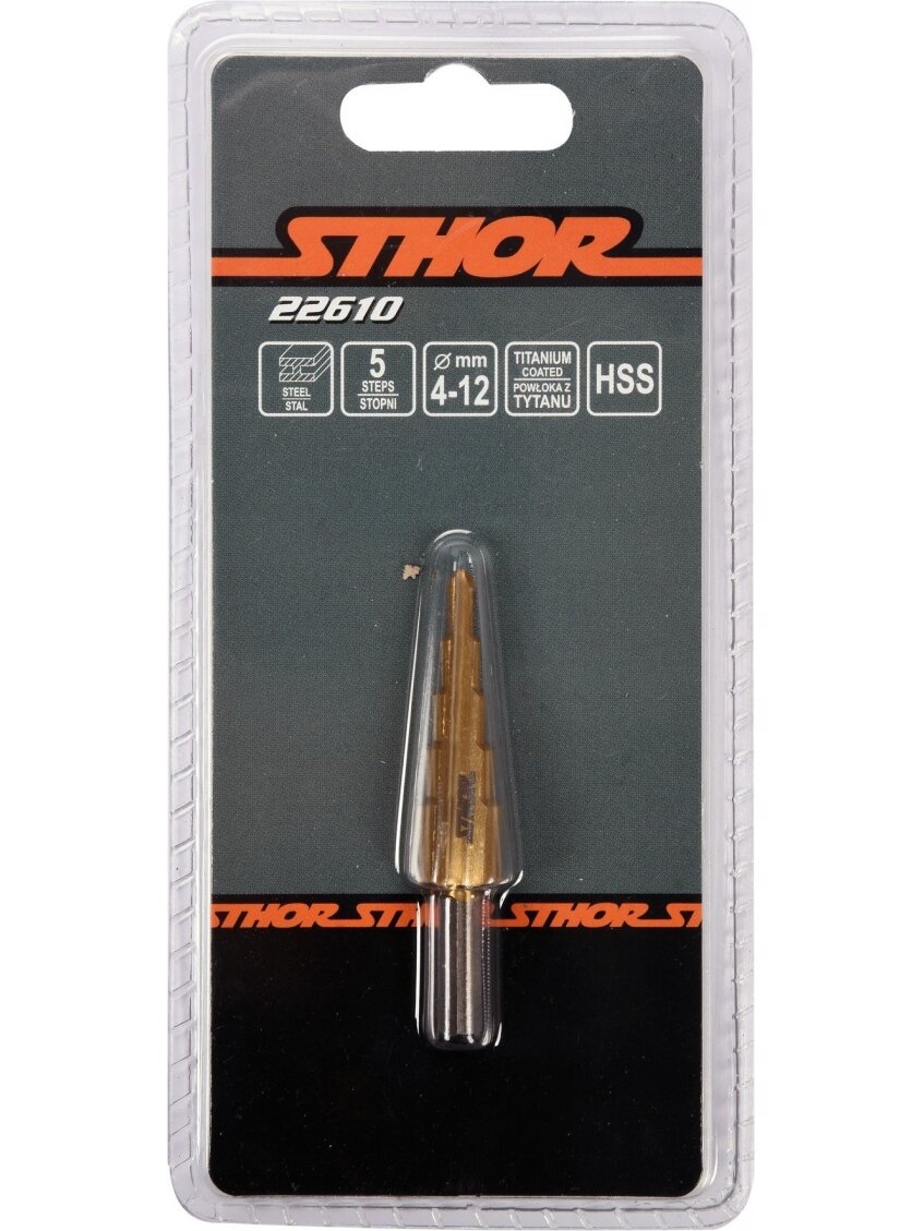 Grąžtas metalui pakopinis HSS 4-12mm Sthor | 4; 6; 8; 10; 12mm 2 Grąžtas metalui pakopinis HSS 4-12mm Sthor | 4; 6; 8; 10; 12mm 2