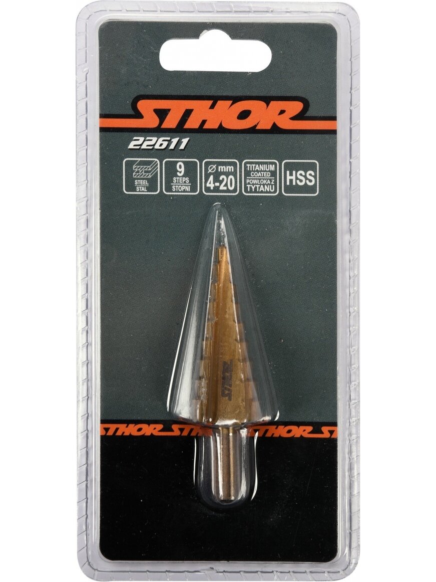 Grąžtas metalui pakopinis HSS 4-20mm Sthor | 4; 6; 8; 10; 12; 14; 16; 18; 20mm 5