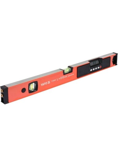 Gulsčiukas elektroninis-lazerinis 610mm, 2L Yato | (0.5mm/m; lazeris 0.3mm/10m)