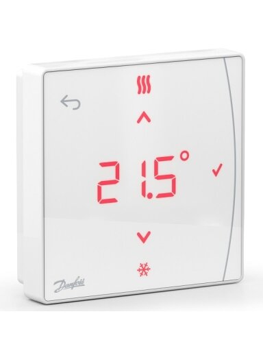 Icon2™ bevielis virštinkinis patalpos temperatūros/drėgmės termostatas su infr. spindulių grindų temperatūros jutikliu