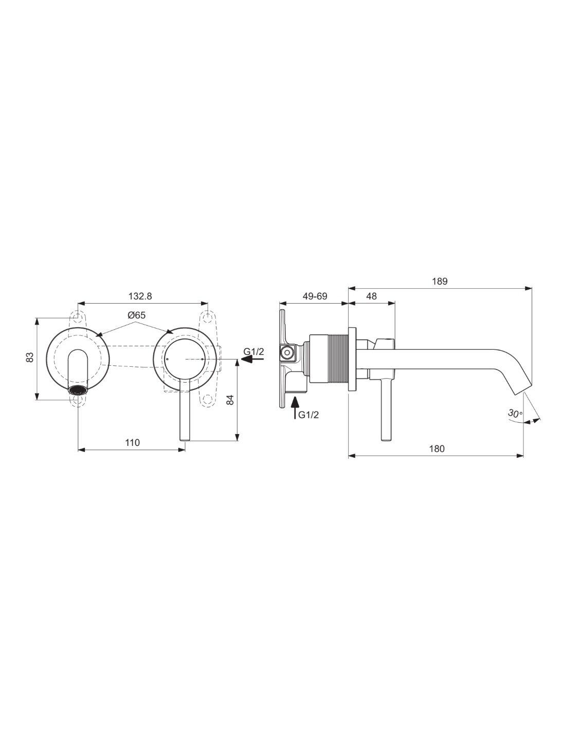 Ideal Standard Ceraline potinkinis praustuvo vandens maišytuvas, 180 mm snapas 2 Ideal Standard Ceraline potinkinis praustuvo vandens maišytuvas, 180 mm snapas 2