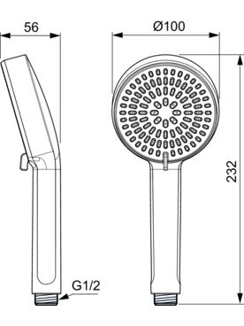 Ideal Standard Idealrain Alu+ rankinis dušas 100 mm, dvi funkcijos, matinė juoda 5 Ideal Standard Idealrain Alu+ rankinis dušas 100 mm, dvi funkcijos, matinė juoda 5
