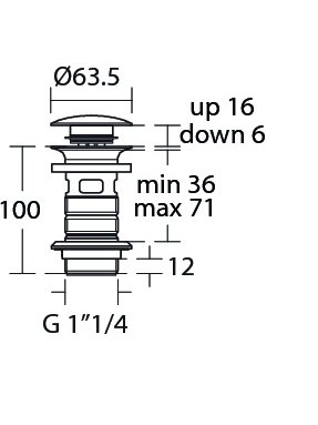 Ideal Standard Click - Clack dugno vožtuvas 1 1/4” (32 mm), matinė juoda 1 Ideal Standard Click - Clack dugno vožtuvas 1 1/4” (32 mm), matinė juoda 1
