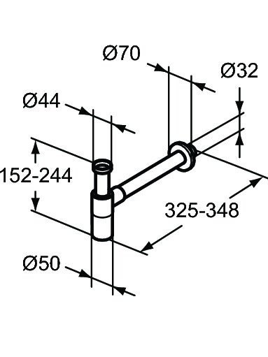 Ideal Standart Ipalyss dekoratyvinis praustuvo sifonas, G1 1/4, matinė juoda spalva 2 Ideal Standart Ipalyss dekoratyvinis praustuvo sifonas, G1 1/4, matinė juoda spalva 2
