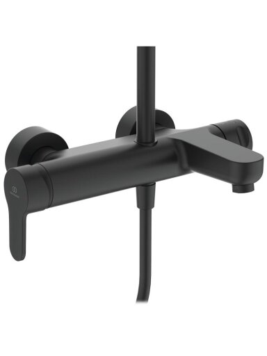 Ideal Standard Cerafine O vonios ir dušo sistema su apvalia Ø200 mm dušo galva, rankinis dušas 100 mm, juoda matinė