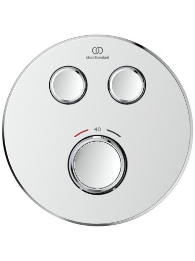Ideal Standard Ceratherm Navigo potinkinė termostatinė sistema: apvali 300 mm metalinė galva, rankinis dušas, 1/2 alkūnė