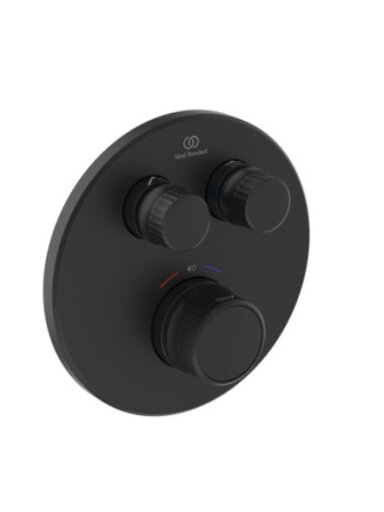Ideal Standard Ceratherm Navigo potinkinis termostatinis maišytuvas dušui, dvi funkcijos, išorinė dalis, matinė juoda